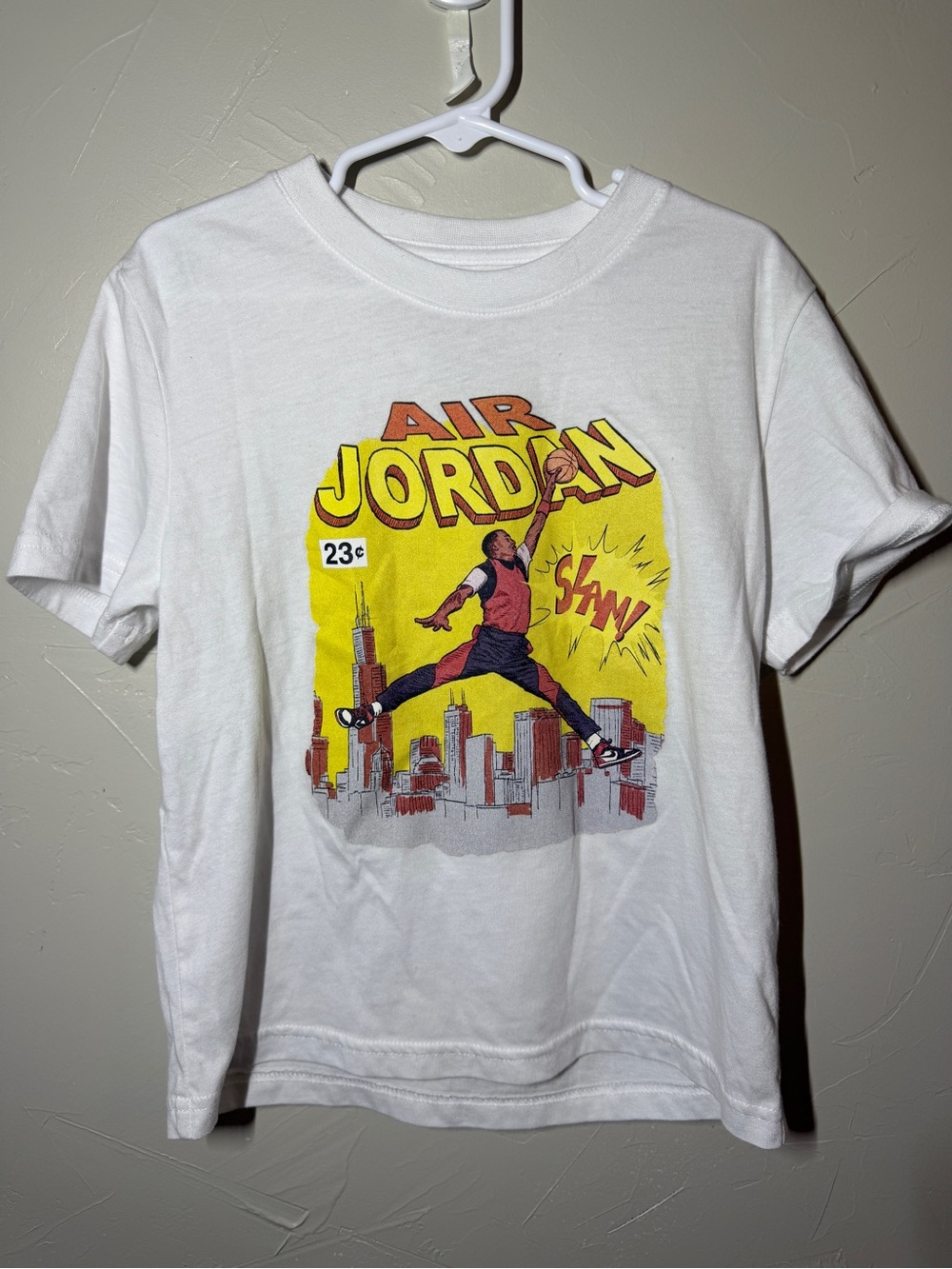 Jordan Kids White Tee with Yellow and Red Graphic new without tags never worn